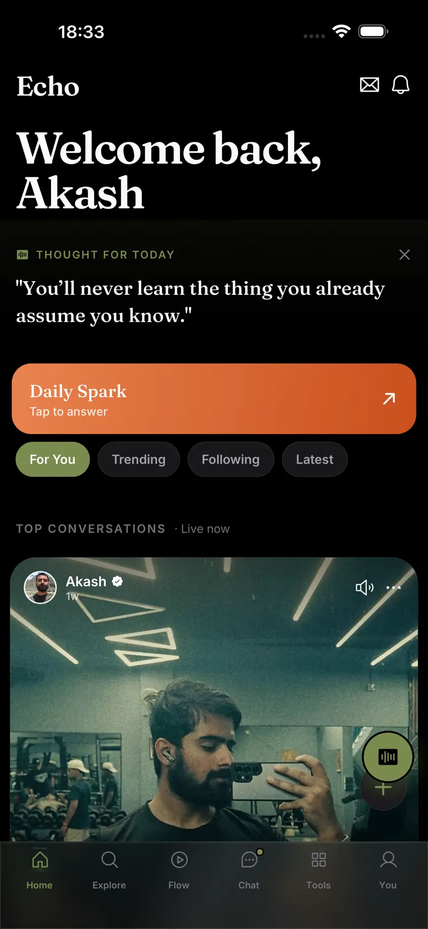 Echo home feed